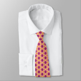 Retro Pink and Orange Modern Geometric Pattern Krawatte