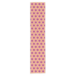 Retro Pink and Orange Modern Geometric Pattern Kurzer Tischläufer