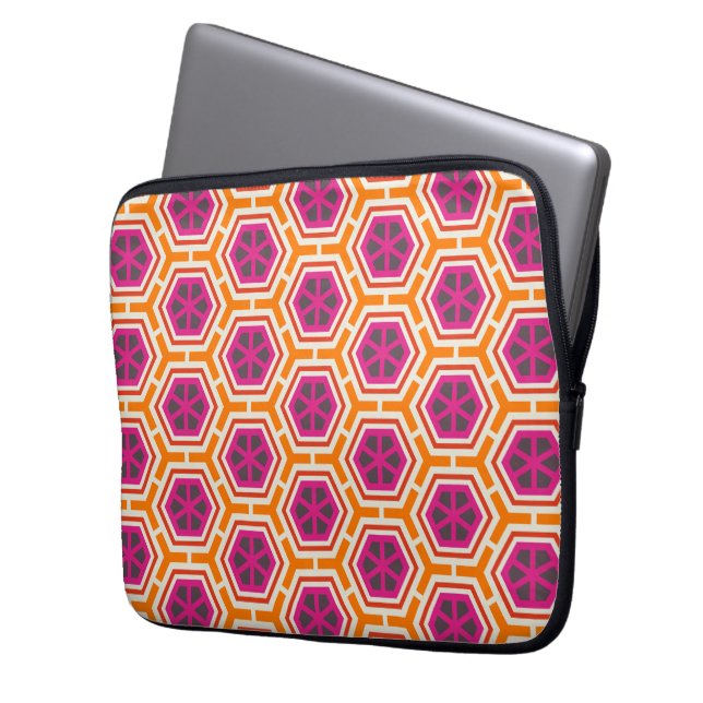 Retro Pink and Orange Modern Geometric Pattern Laptopschutzhülle (Vorderseite Links)