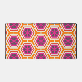 Retro Pink and Orange Modern Geometric Pattern Schreibtischunterlage