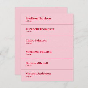 Retro Pink and Red Wedding Platzkarte DIY