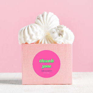 Retro Pink Aquamarin Groovy Vielen Dank für Ihre m Runder Aufkleber