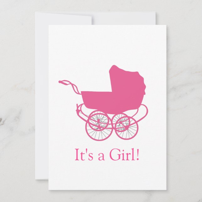 Retro Pink Baby Ankündigung (Vorderseite)