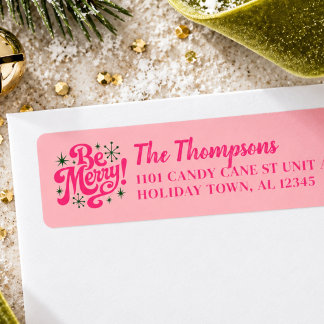 Retro Pink Be Merry Personalisiertes Weihnachts-Rü