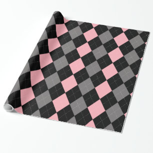 Retro Pink Black Gray Raute Geschenkpapier