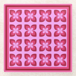 Retro Pink Blume Muster Beverage Glasuntersetzer