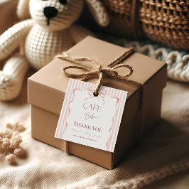 Retro Pink Bow Cafe Bebe Girl Coffee Baby Shower Geschenkanhänger