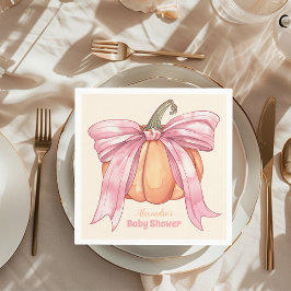 Retro Pink Bow Pumpkin Baby Dusche Serviette