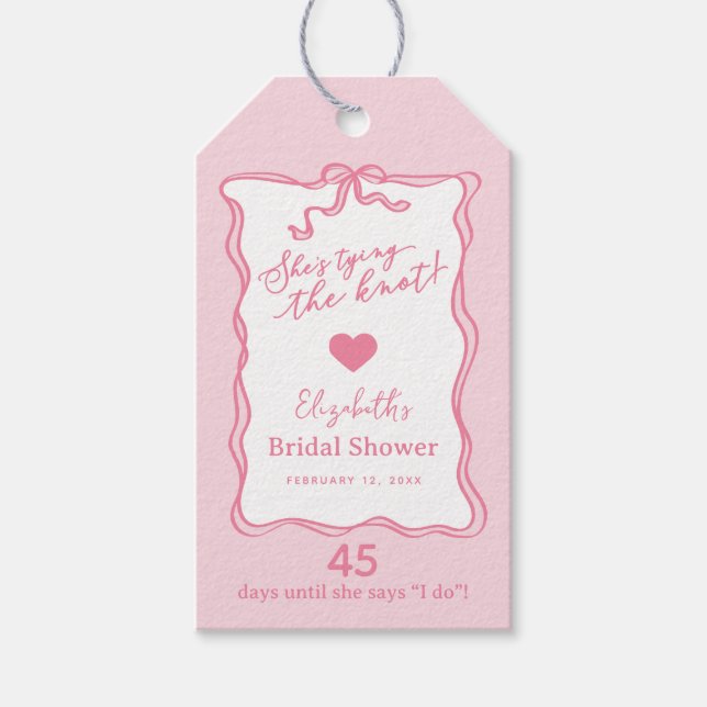 Retro Pink Bow Sie bindet den Knoten Geschenkanhänger (Vorderseite)