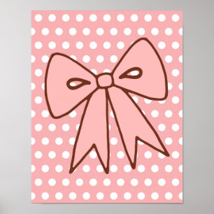 Retro Pink Bow Wall Art Poster Print Deco