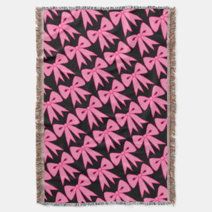 Retro Pink Bows Throw Blanket Geschenk Decke
