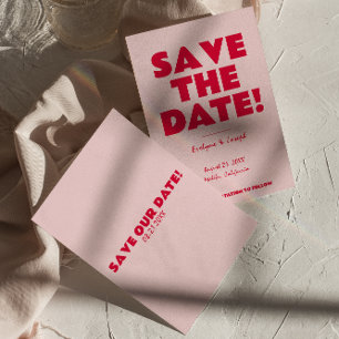 Retro Pink Bright Funky Bold Moderne einzigartige  Save The Date