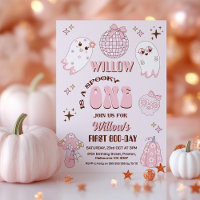 Retro Pink Brown Halloween Spooky 1. Geburtstag