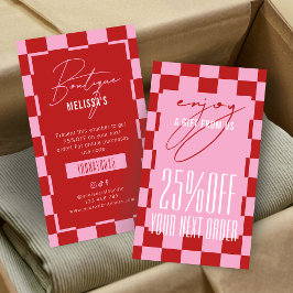 Retro Pink Business Next Order Discount Voucher Visitenkarte