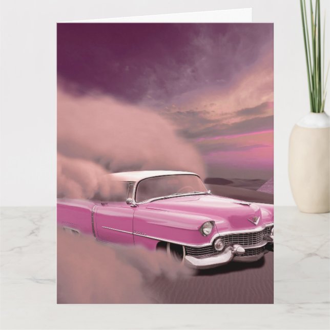 RETRO PINK CADDY BLANK GREETKARTEN KARTE (Vorderseite)