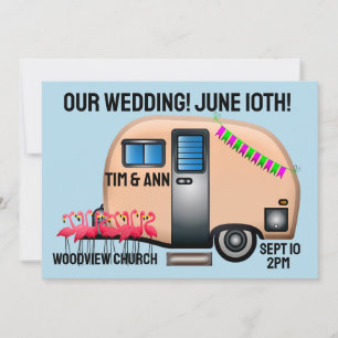 RETRO PINK CAMPER EINZIGARTIGE WEDD-EINLADUNGEN EINLADUNG