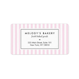 Retro Pink Candy Stripes Bäckerei Adressaufkleber