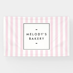 Retro Pink Candy Stripes Bäckerei Banner