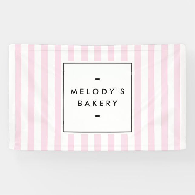 Retro Pink Candy Stripes Bäckerei Banner (Horizontal)
