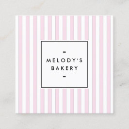 Retro Pink Candy Stripes Bäckerei Quadratische Visitenkarte