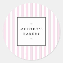 Retro Pink Candy Stripes Bäckerei Runder Aufkleber