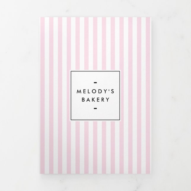 Retro Pink Candy Stripes Bakery Catering Broschüre (Cover)