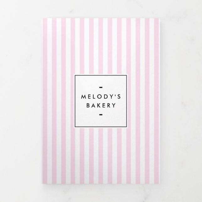Retro Pink Candy Stripes Bakery Catering Broschüre (Cover)