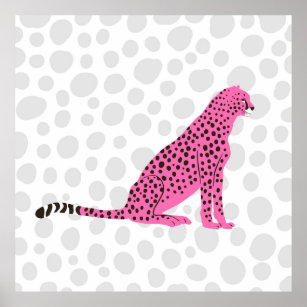 Retro Pink Cheetah Wilde Katze Poster