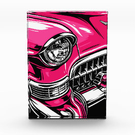 Retro Pink Classic Car Front Pop Art Illustration Fotoblock