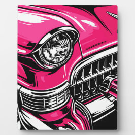 Retro Pink Classic Car Front Pop Art Illustration Fotoplatte
