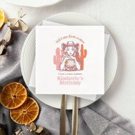 Retro Pink Cowgirl Disco Ball Geburtstagsparty Serviette