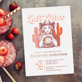 Retro Pink Cowgirl Letzte Disco Junggeselinnen-Abs Folieneinladung