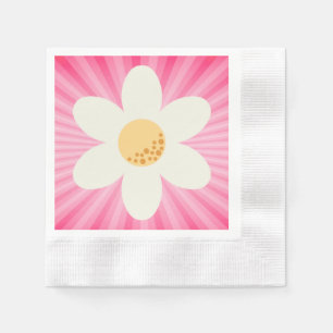 Retro Pink Daisy Birthday Napkin Serviette