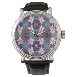 Retro Pink Daisy Blume Pattern Armbanduhr