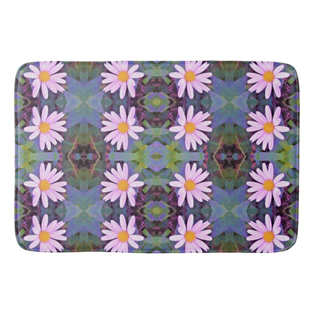Retro Pink Daisy Blume Pattern Badematte (Vorderseite)