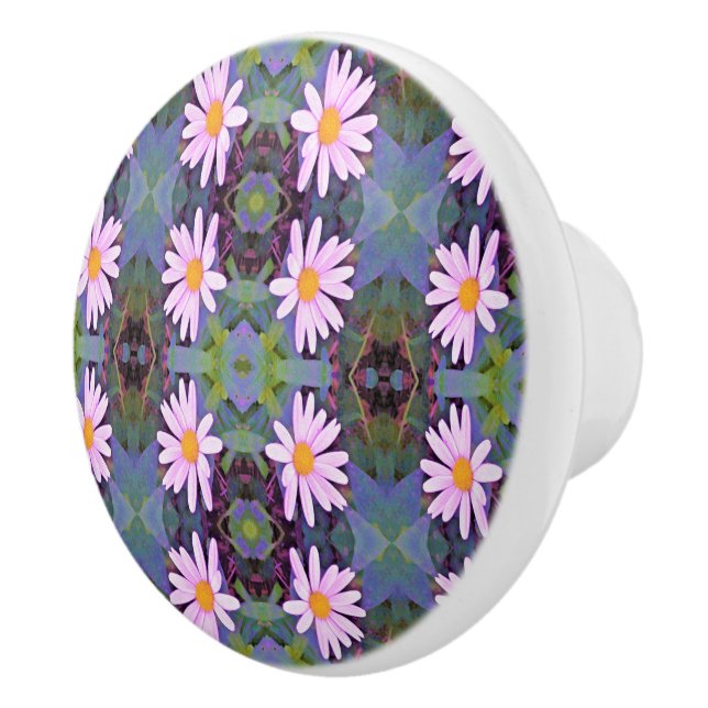 Retro Pink Daisy Blume Pattern Keramikknauf (Rechts)