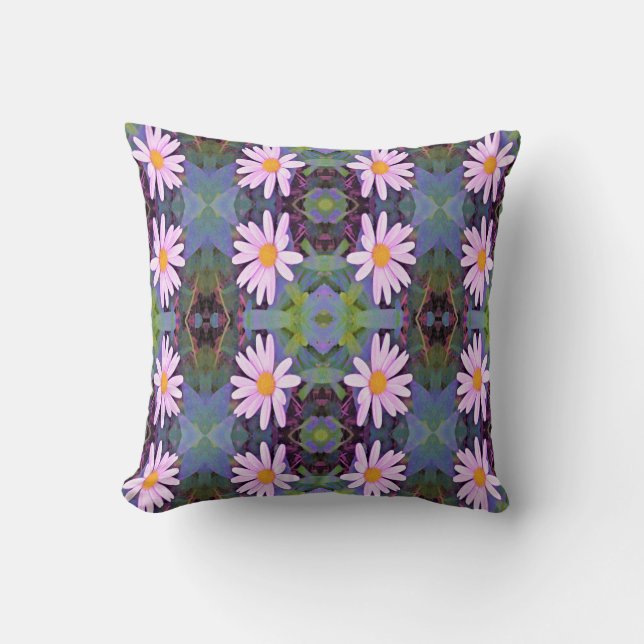 Retro Pink Daisy Blume Pattern Kissen (Vorderseite)