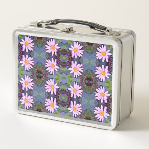 Retro Pink Daisy Blume Pattern Metall Brotdose