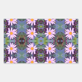 Retro Pink Daisy Blume Pattern Rechteckiger Aufkleber