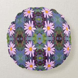 Retro Pink Daisy Blume Pattern Rundes Kissen