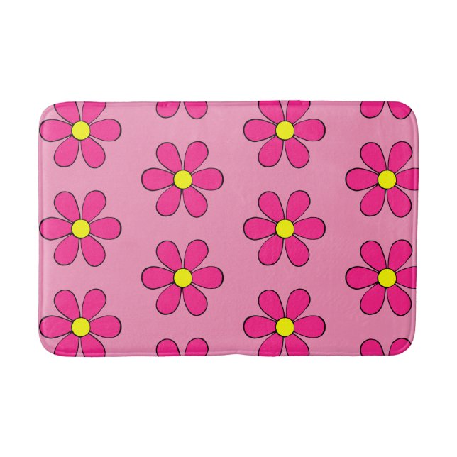 Retro Pink Daisy Niedliches Sommerbad Rug Badematt Badematte (Vorderseite)