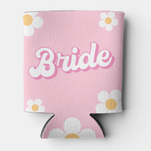Retro Pink Daisy Personalisiert Bride Can Cooler Dosenkühler