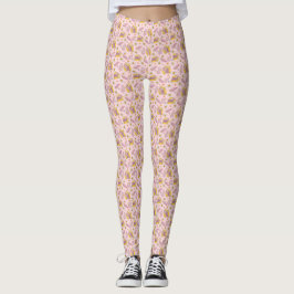 Retro Pink Daisy Reader Vibes Leggings