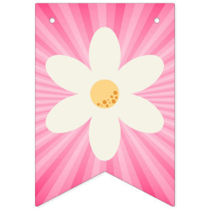 Retro Pink Daisy Sunburst Bunting Fahnen - Groovy Wimpelkette