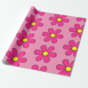 Retro Pink Daisy Wrapping Paper Geschenkpapier