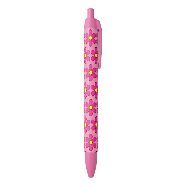 Retro Pink Daisy Writing Pens Gift Kugelschreiber (Unterseite (Vertikal))