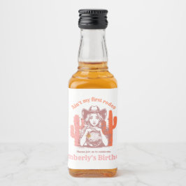 Retro Pink Disco Ball Cowgirl Birthday Party Beer Alkoholflaschenetikett