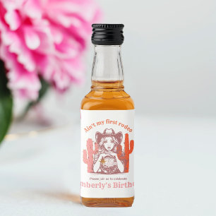 Retro Pink Disco-Kugel Cowgirl-Geburtstagsfeier Bi Alkoholflaschenetikett