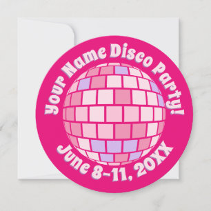 Retro Pink Diskothek Ball PERSONALISIERT Einladung
