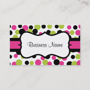 Retro Pink Dots Business Card Visitenkarte